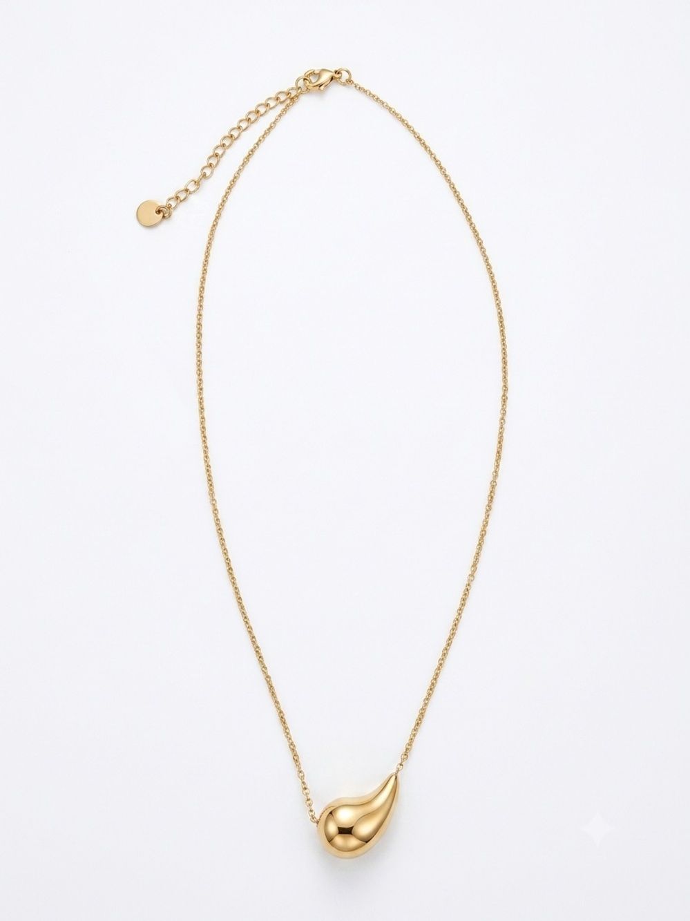 Gold Plated Teardrop Pendant Necklace - Women Jewelry Length 15.6 In